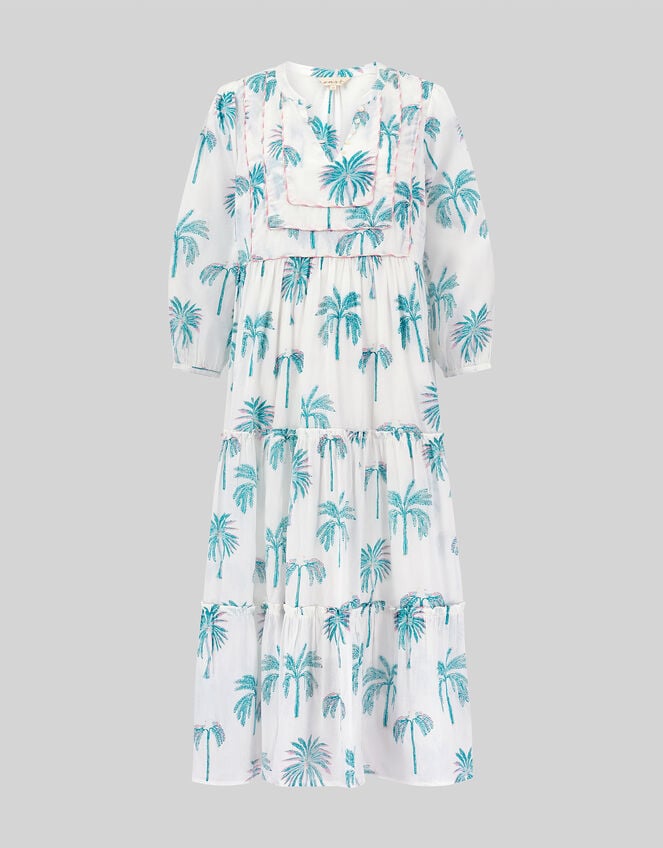 East Pami Palm Print Midi Dress, Ivory (IVORY), large
