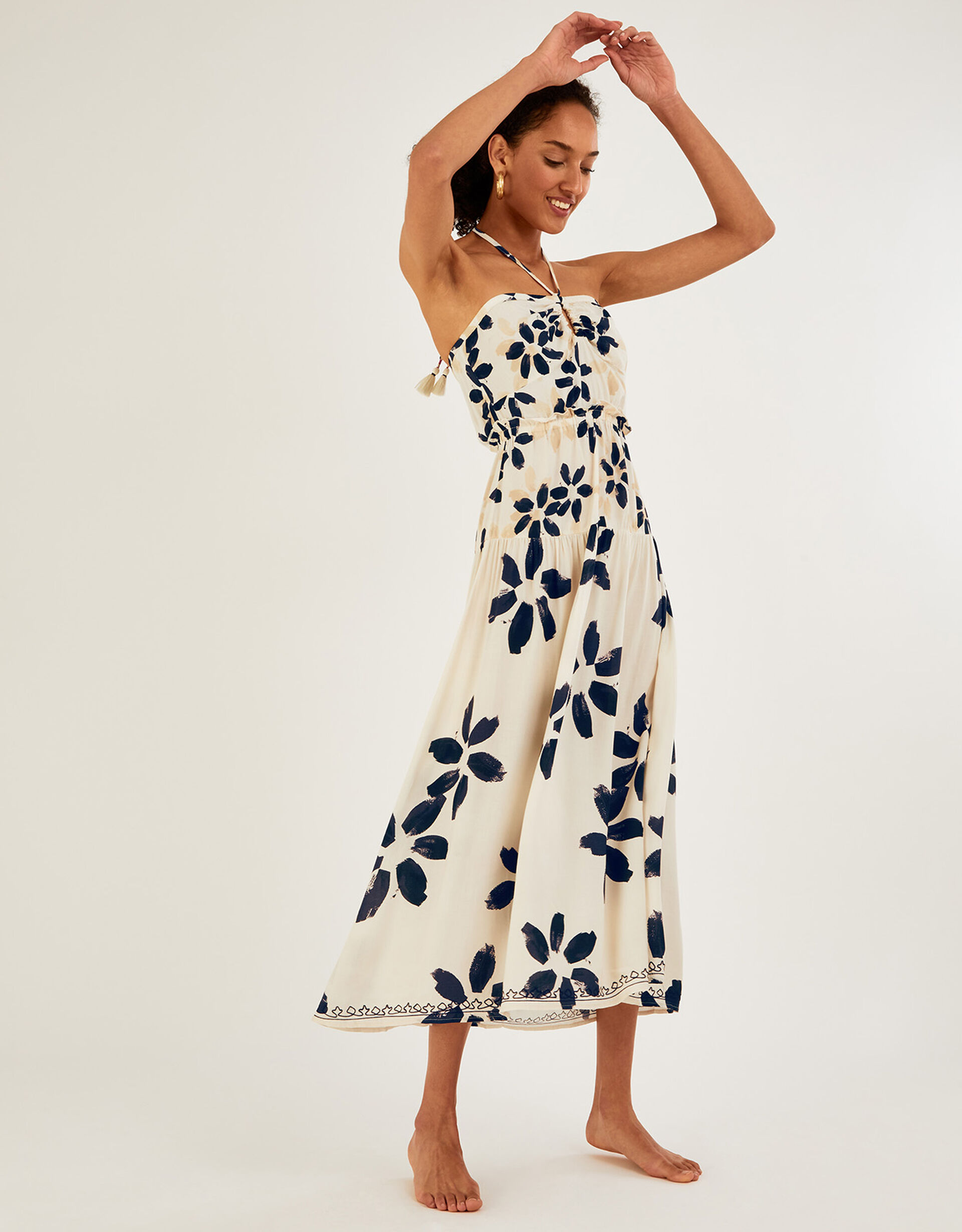 Floral Print Halter Neck Dress With Cut-Out Detail main image 0