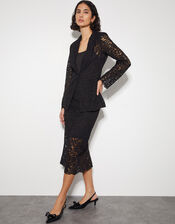 Lola Floral Lace Blazer, Black (BLACK), large