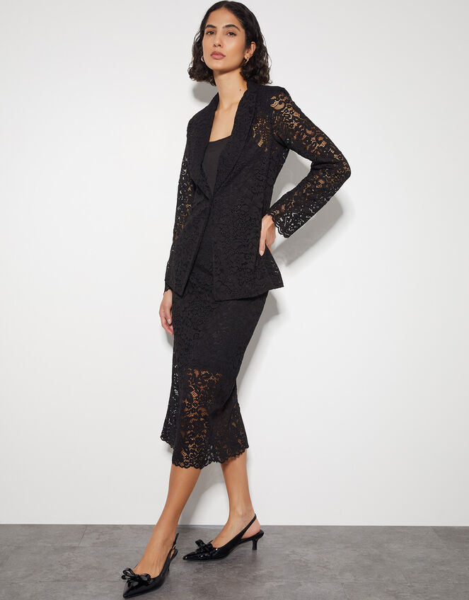 Lola Floral Lace Blazer, Black (BLACK), large