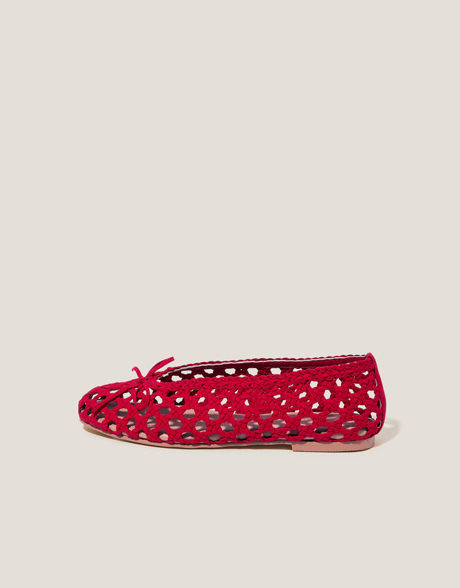 Betsy Woven Ballet Flats, Red (RED), large