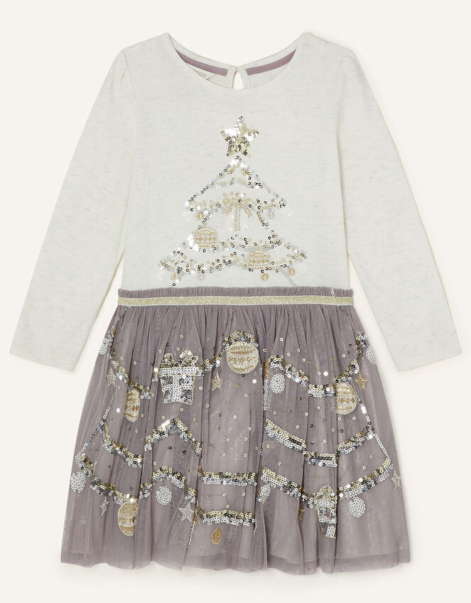 Christmas Tree Disco Dress, Grey (GREY), large