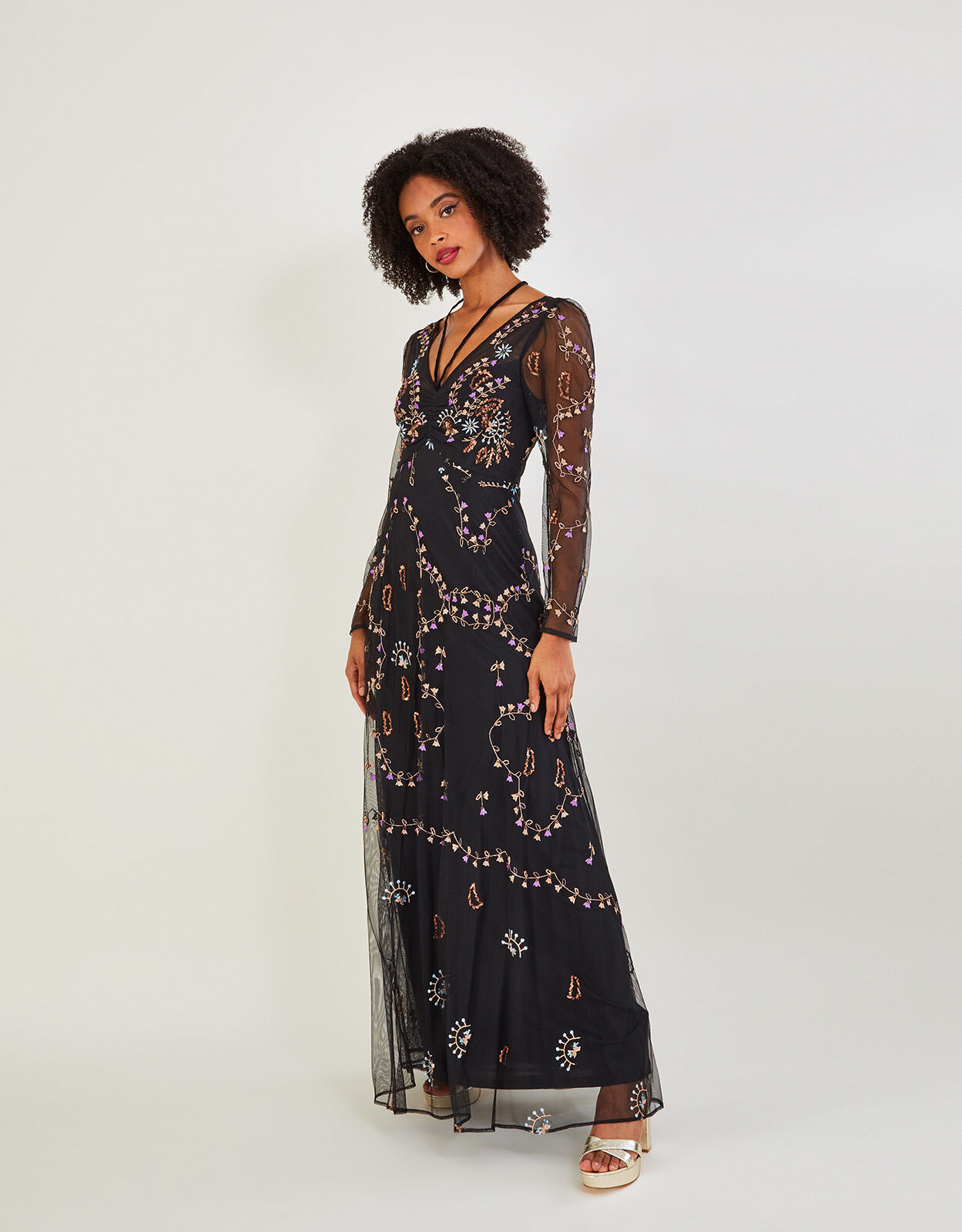 ALIZA - Luxe Sequined Sparkle Evening Gown - Mscooco.co.uk