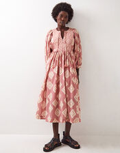East Kaira Embroidered Print Midi Dress, Pink (BLUSH), large