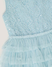 Taylor Sequin Lace Tiered Party Dress, Blue (BLUE), large