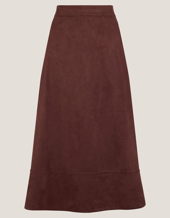 Rowan A-Line Faux Suede Midi Skirt, Brown (CHOCOLATE), large