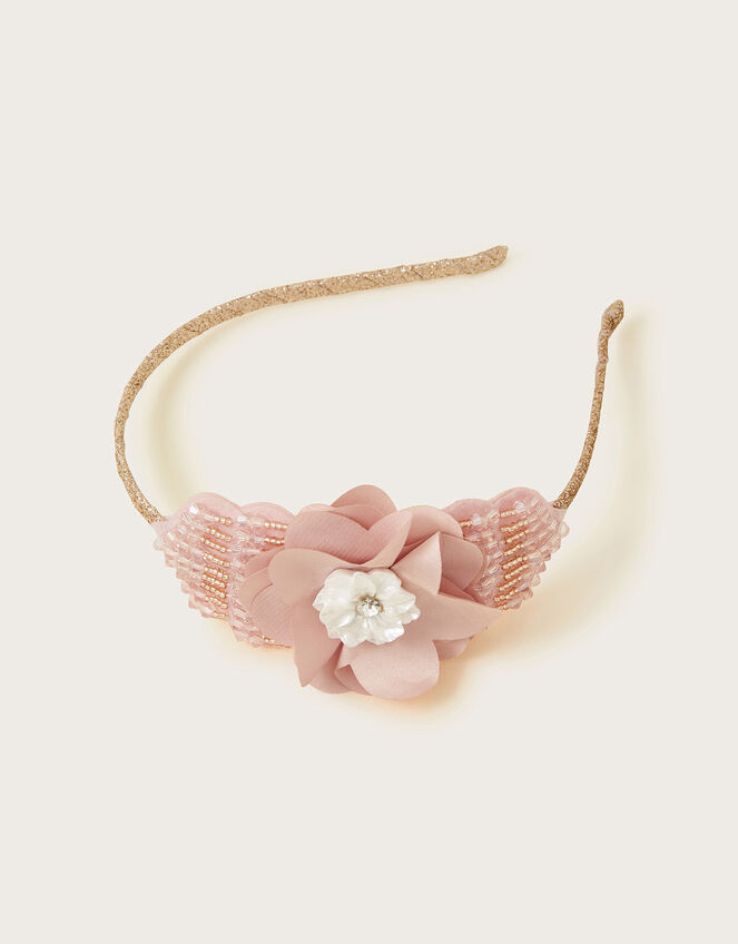 Beaded Floral Bow Headband, , large