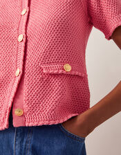 Sami Stitch Short Sleeve Cardigan, Pink (PINK), large