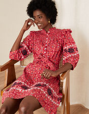 Davina Printed Frill Jersey Dress, Red (RED), large