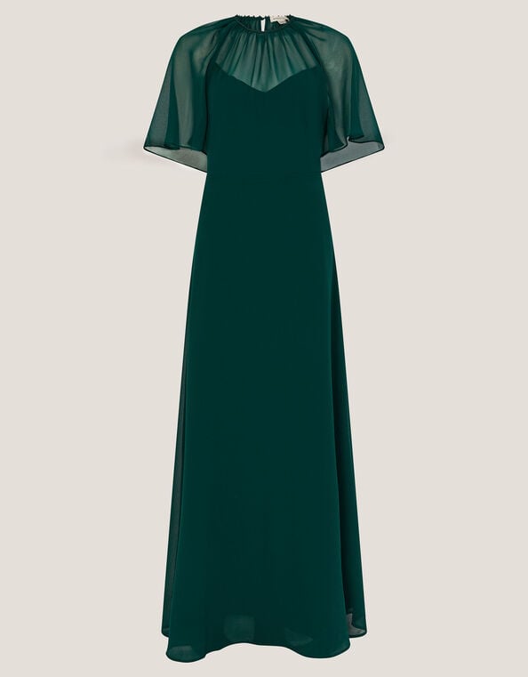 Mona Angel Sleeve Maxi Dress, Green (DARK GREEN), large