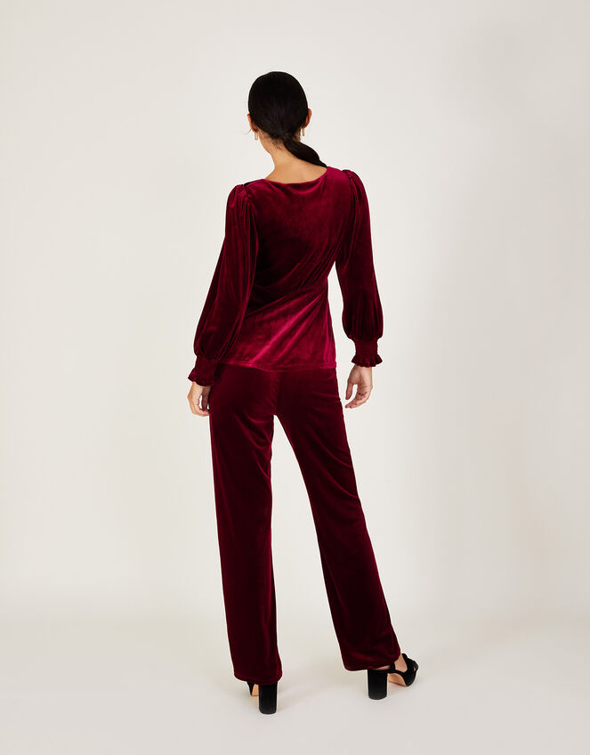 Elizabeth Velvet Tea Top with Recycled Polyester, Red (RED), large