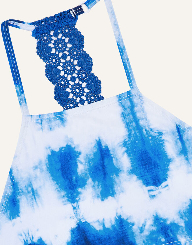 Halter Neck Crochet Bikini Set, Blue (BLUE), large