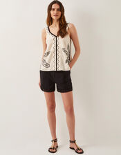 Hope Leaf Embroidered Cami Top, Natural (NATURAL), large