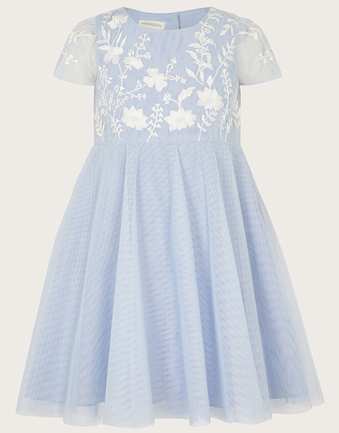 Baby Emmy Embroidered Party Dress, Blue (BLUE), large