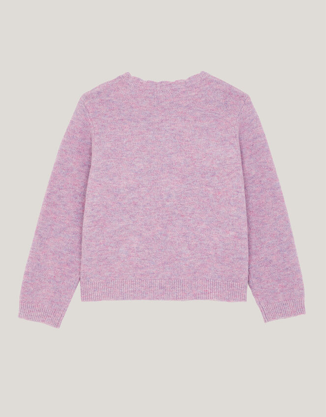 Rhinestone Bow Embellished Cardigan, Purple (PURPLE), large