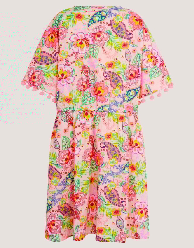 Paisley Print Pom Pom Kaftan, Pink (PINK), large