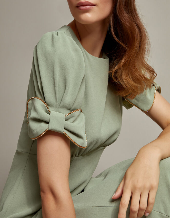 Belle Bow Sleeve Midi Dress, Green (SAGE), large