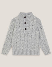 Cable Knit Button Jumper, Grey (GREY), large