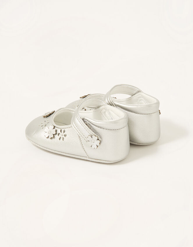 3D Flower Shimmer Booties Silver