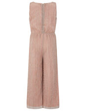 Rose Gold Shimmer Pleated Jumpsuit, Pink (PINK), large