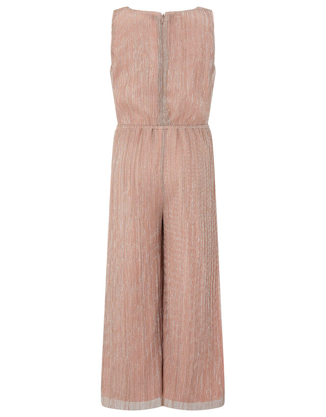 Rose Gold Shimmer Pleated Jumpsuit, Pink (PINK), large