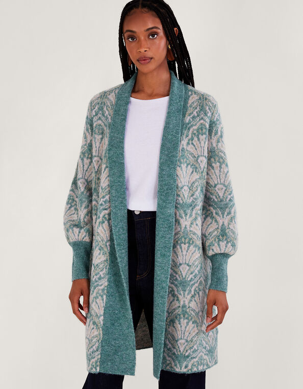 Jacquard Coatigan, Green (GREEN), large