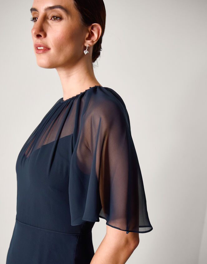 Mona Angel Sleeve Maxi Dress Blue | Evening Dresses | Monsoon UK.