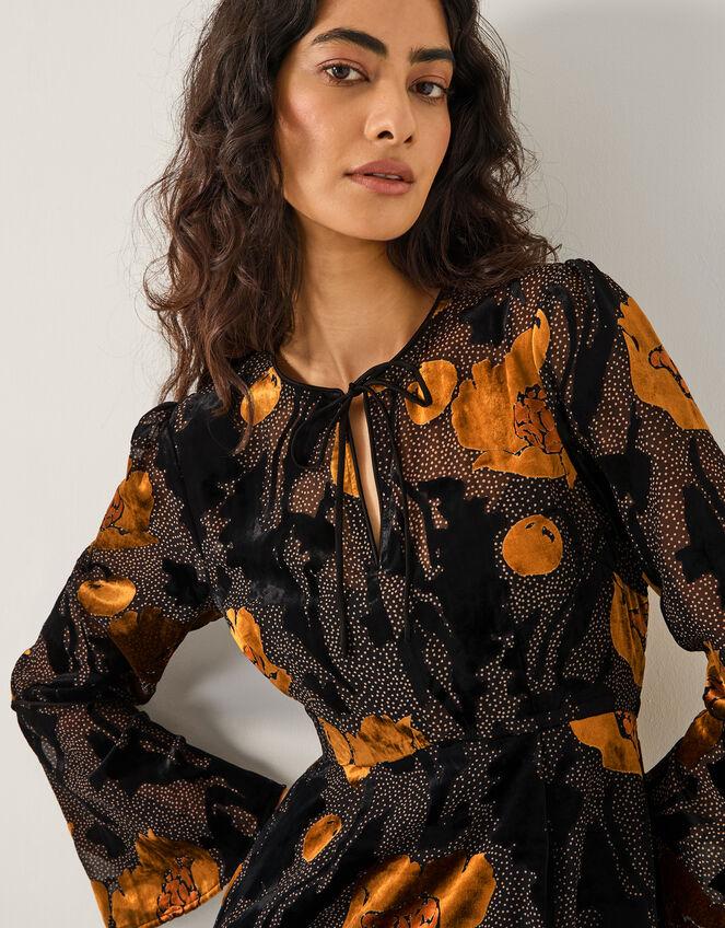 Reese Devor&eacute; Polka Dot Midi Dress, Black (BLACK), large