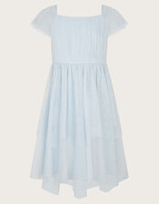 Theodora Tulle Diamante Sleeve Dress, Blue (BLUE), large