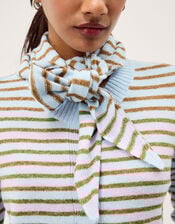 Stripe Cardigan & Triangle Scarf , Blue (BLUE), large