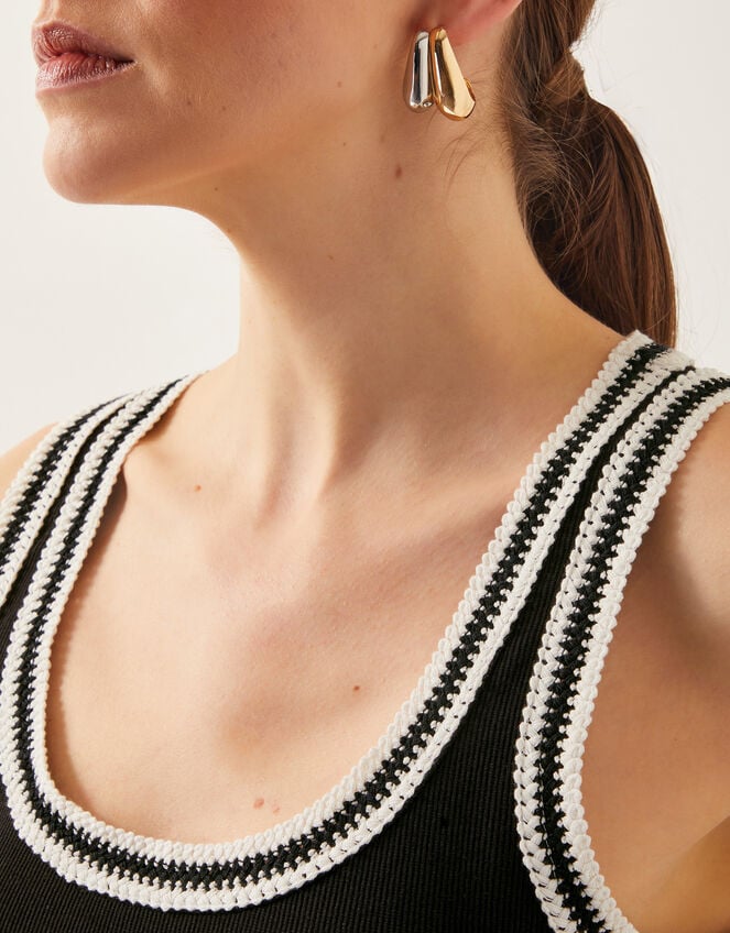 Tate Crochet Trim Tank Top, Black (BLACK), large