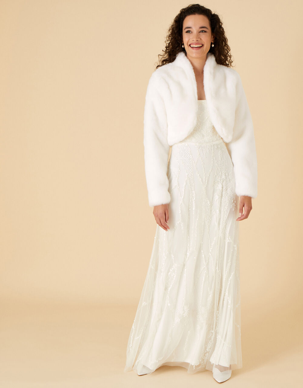 Women Women's Clothing | Faux Fur Bridal Jacket Ivory - WA92165