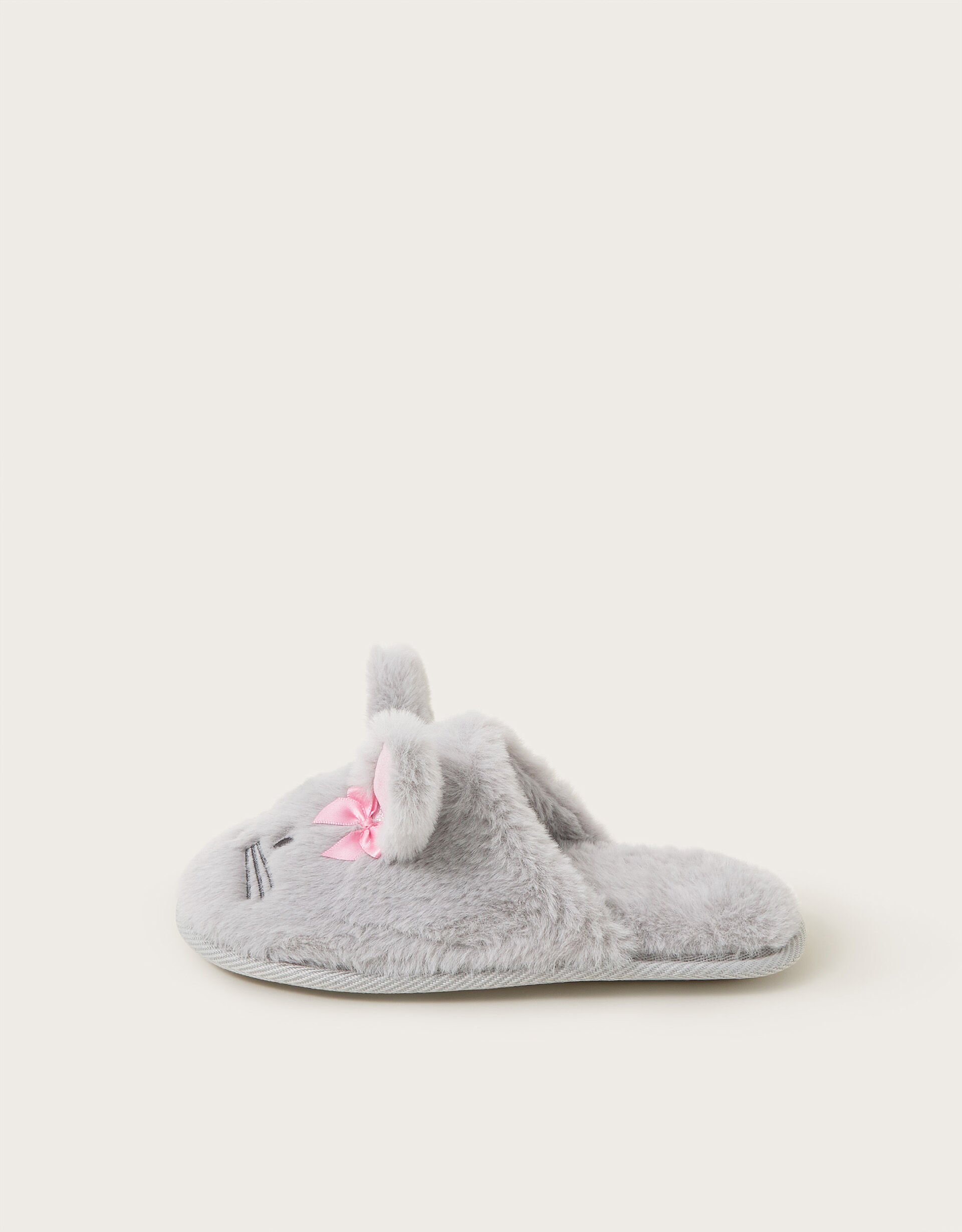 Fluffy Bunny Slippers and Mask Set Grey Girls Slippers Monsoon UK