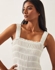 Briar Shirred Maxi Dress, White (WHITE), large