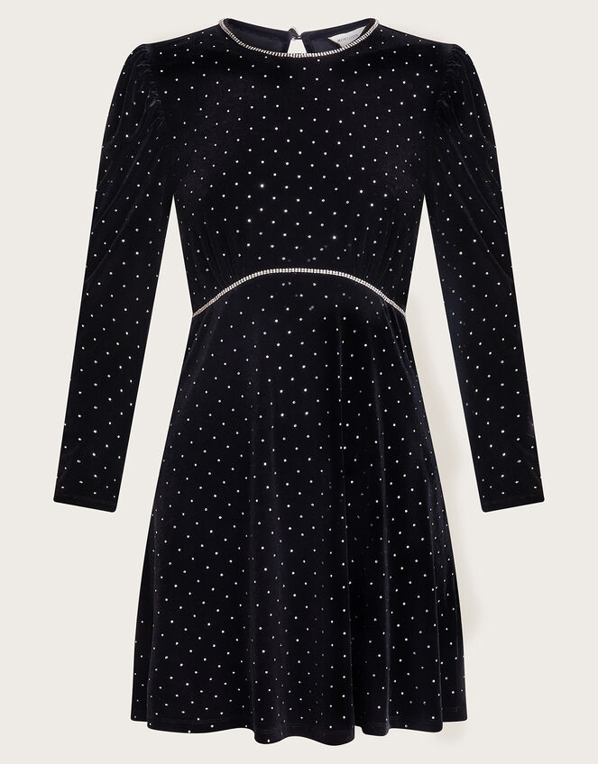 Hali Velvet Dress, Black (BLACK), large