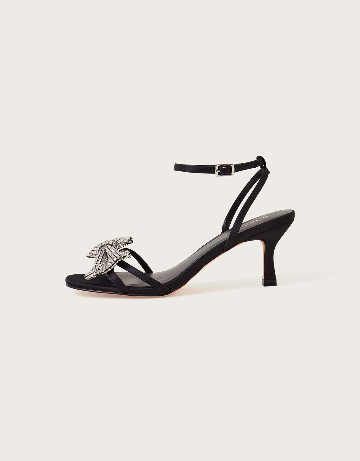Diamante Bow Kitten Heels Black