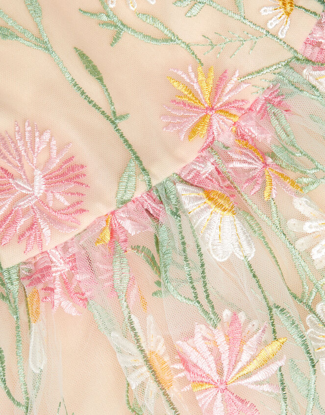 Baby Celina Daisy Embroidered Party Dress, White (WARM IVORY), large