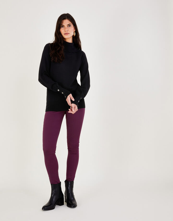 Polo Neck Jumper with LENZING™ ECOVERO™ , Black (BLACK), large