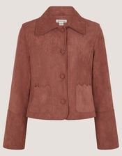Sierra Scallop Faux Suede Jacket, Pink (ROSE), large