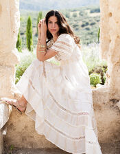 Piti Cuiti Embellished Short Sleeve Maxi Dress, White (WHITE), large