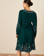 Embroidered Paisley Smart Dress, Teal (TEAL), large