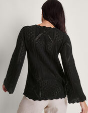 Pax Pointelle Jumper, Black (BLACK), large