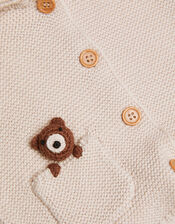 Newborn Benny Bear Cardigan in Sustainable Cotton, Ivory (IVORY), large