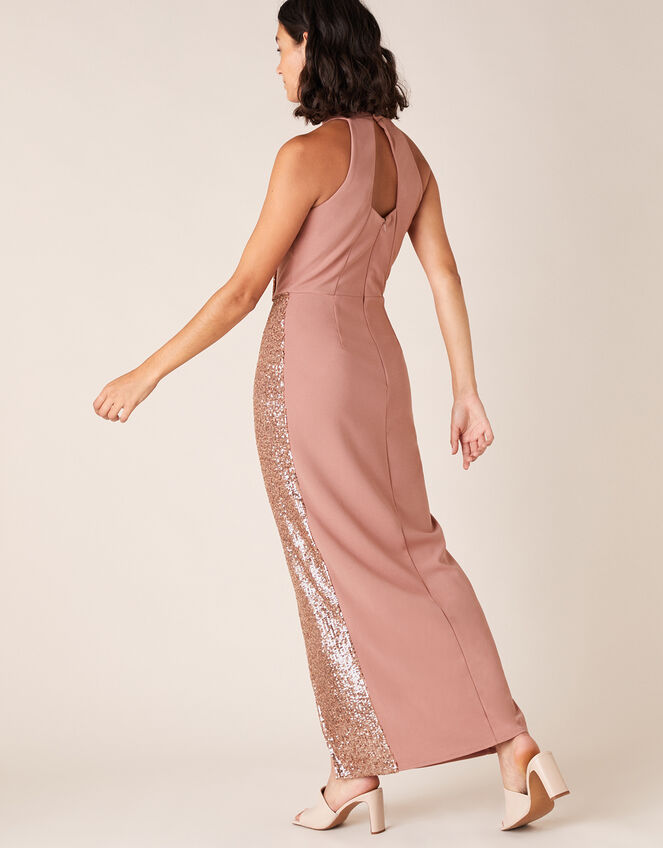 Kaitlyn Sequin Panel Stretch Maxi Dress, Pink (BLUSH), large