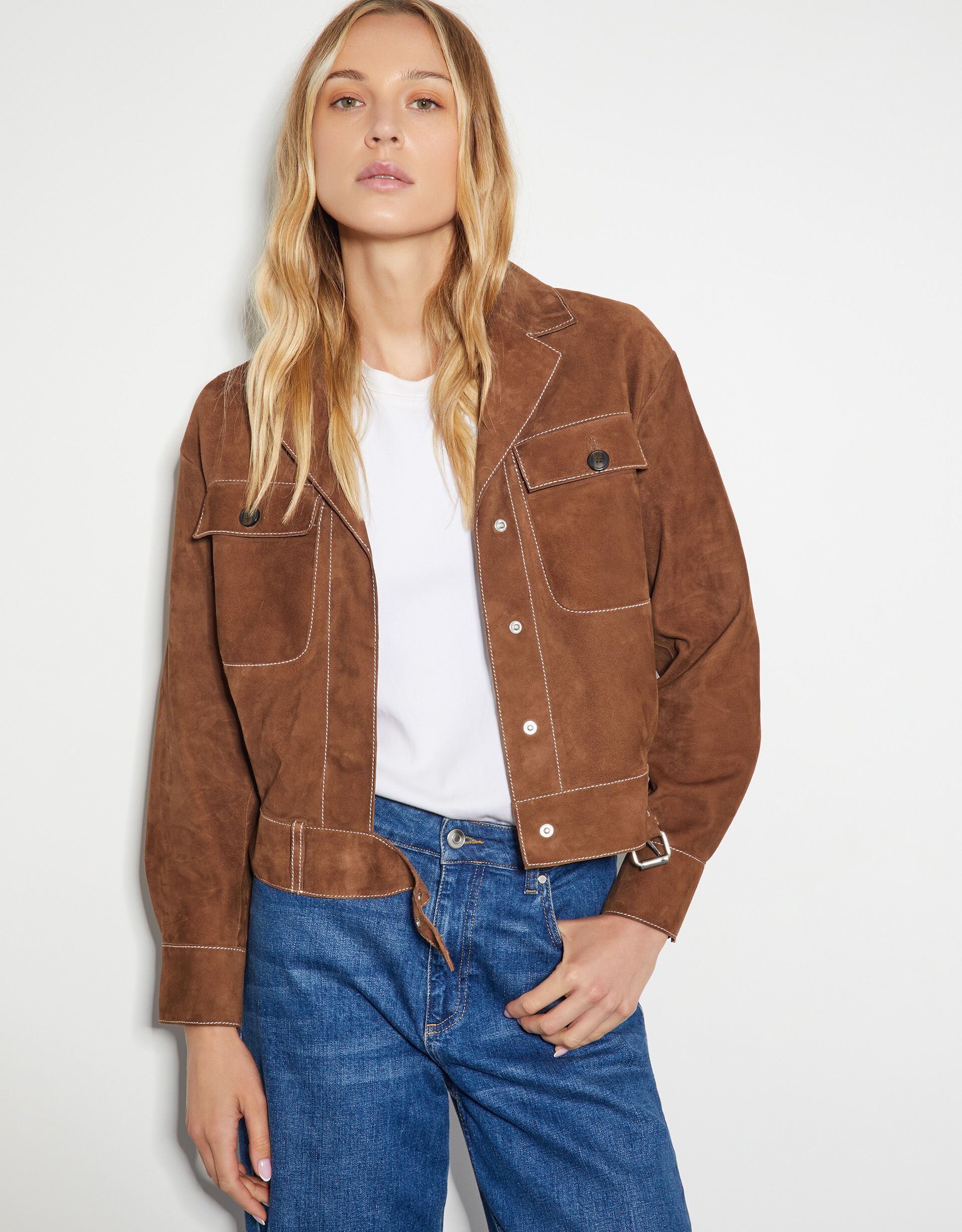 Crop suede jacket new arrivals