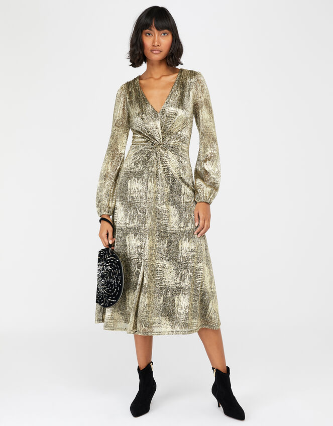 Vanessa Twist Maxi Dress, Gold (GOLD), large