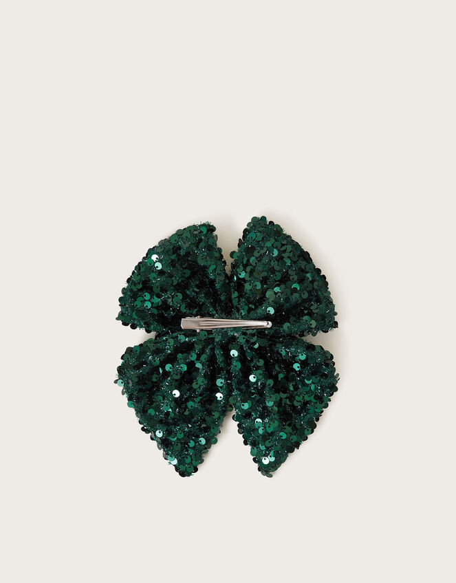 Sequin Bow Hair Clip, , large