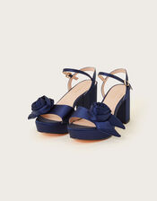 Rosette Platform Heels, Blue (NAVY), large