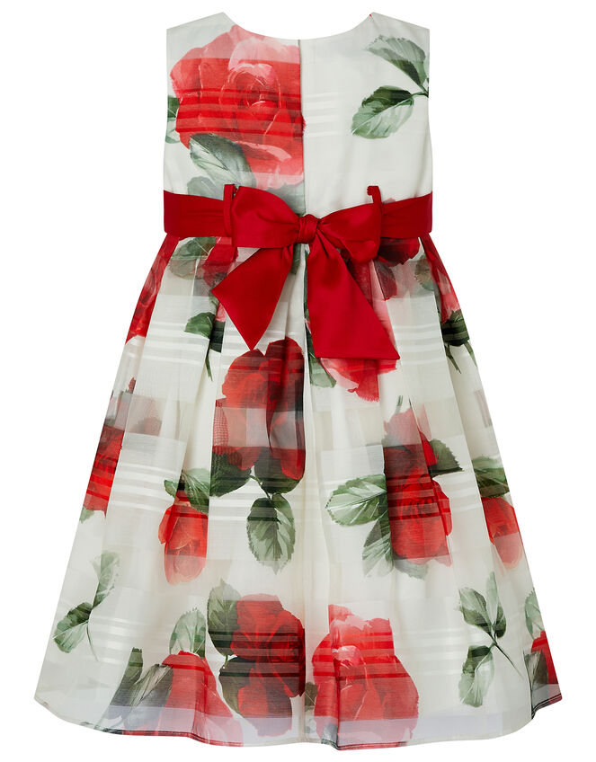 Baby Valentine Striped Rose Dress, Ivory (IVORY), large
