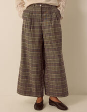 Kristin Check Print Wide Leg Trousers, Brown (BROWN), large